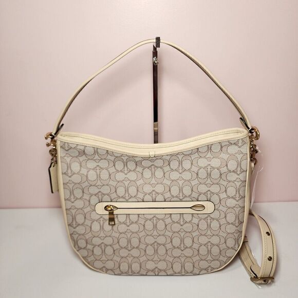 NWT COACH C6659 Soft Tabby Hobo Signature Jacquard Stone Ivory - Picture 2 of 7